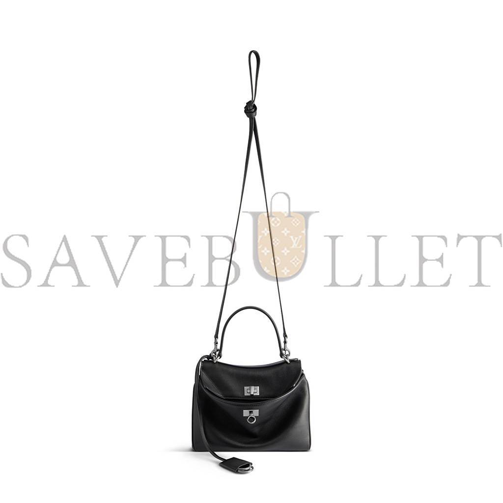 Ba*len*cia*ga rodeo mini handbag in black smooth calfskin (23*10*8cm)